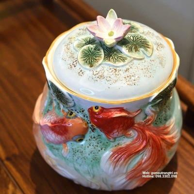 HŨ CÁ SỨ ĐỰNG BÁNH KẸO